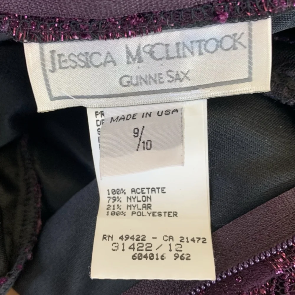 Vintage 90s Jessica McClintock Purple Lace Taffeta Gown Dress Prom Formal S M - Picture 10 of 14